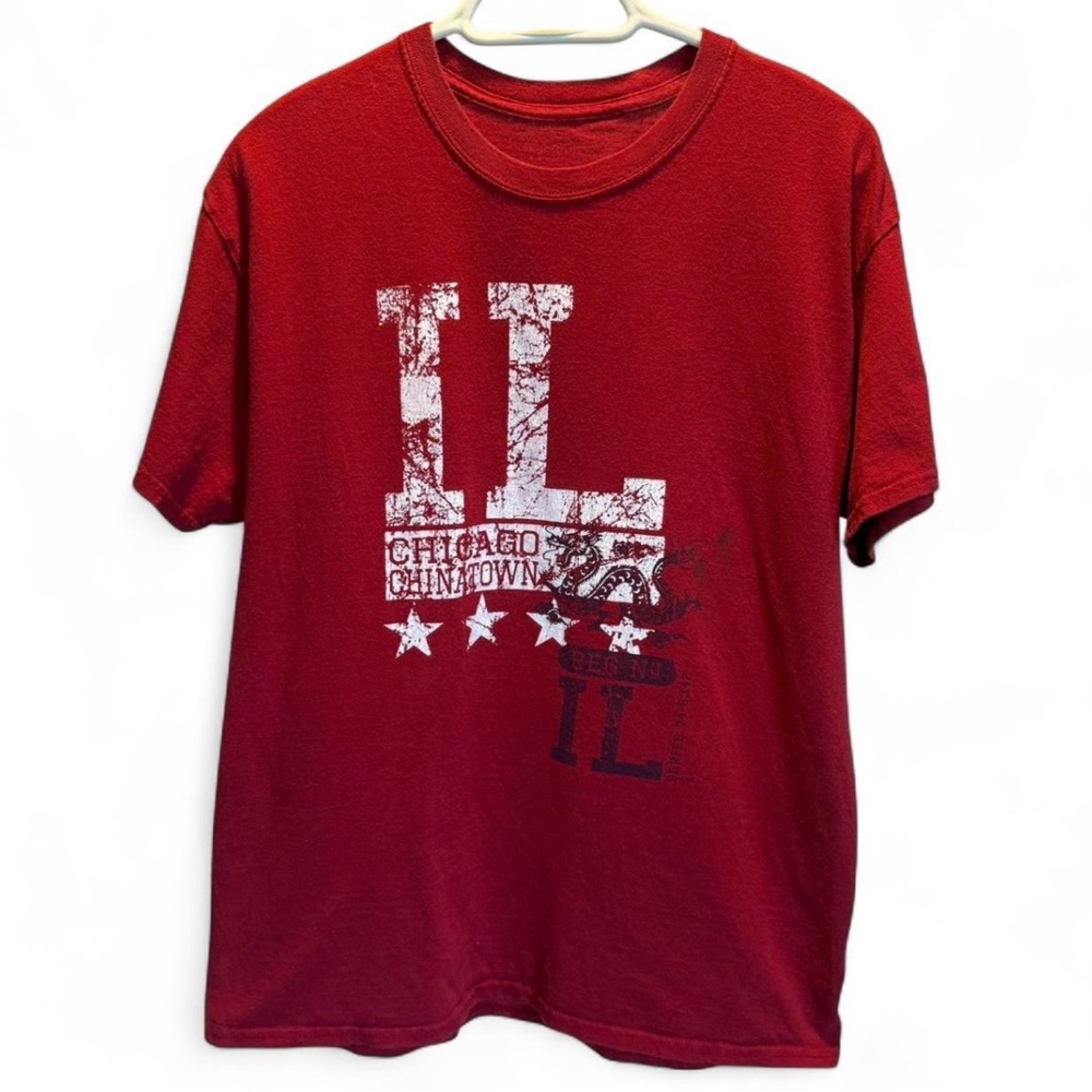 Red Chicago Chinatown Graphic T-Shirt- 1990’s No Tags size L-XL